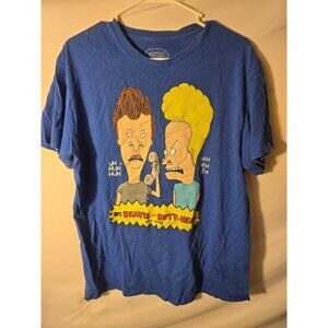 Beavis and Butthead Vintage MTV Tshirt Mens Size Large L Blue Short Sleeve Shirt